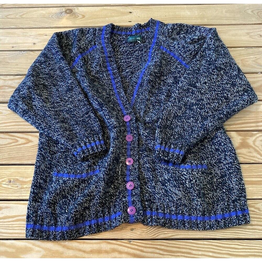 Vintage Boundary Waters Button Front Cardigan Sweater Size Large Women’s Black